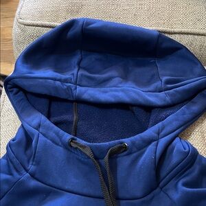 Blue Hoodie with Black Drawstrings